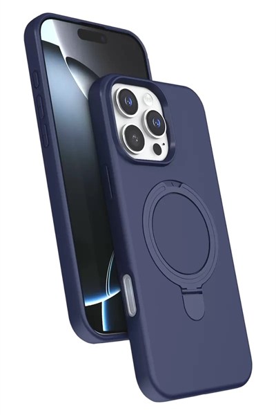 Mey İthalat®   iPhone 16 Pro Max Regal Magsafe Standlı Kapak - Lacivert