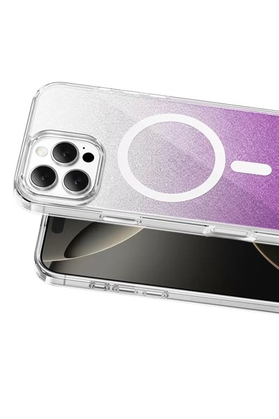 Mey İthalat®   iPhone 16 Pro Max Sora Simli Magsafe Kapak - Mor