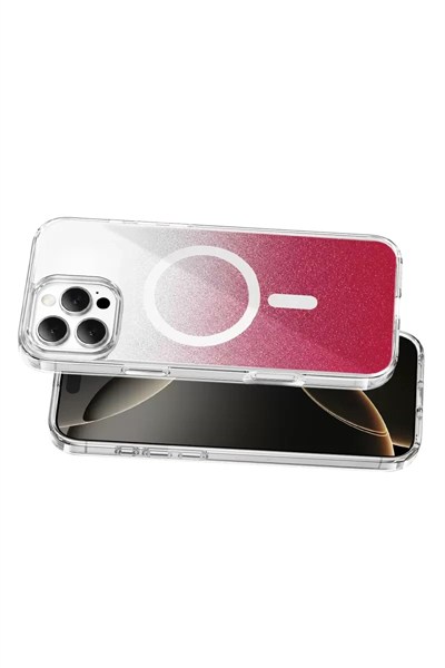 Mey İthalat®   iPhone 16 Pro Max Sora Simli Magsafe Kapak - Kırmızı