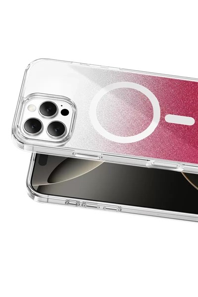 Mey İthalat®   iPhone 16 Pro Max Sora Simli Magsafe Kapak - Kırmızı