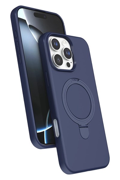 Mey İthalat®   iPhone 16 Pro Regal Magsafe Standlı Kapak - Lacivert
