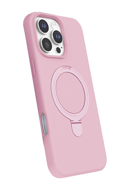 Mey İthalat®   iPhone 16 Pro Regal Magsafe Standlı Kapak - Açık Pembe