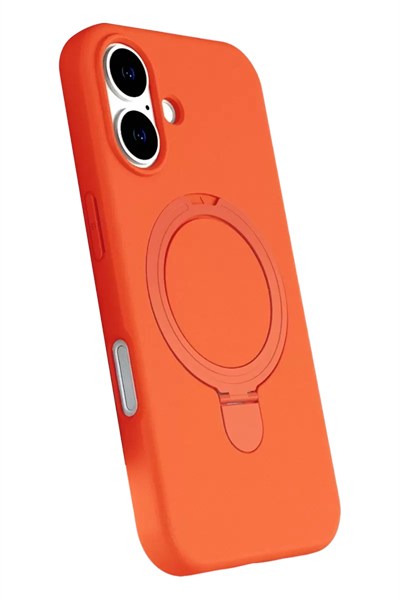 Mey İthalat®   iPhone 16 Regal Magsafe Standlı Kapak - Turuncu