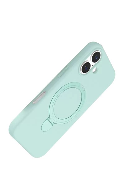 Mey İthalat®   iPhone 16 Regal Magsafe Standlı Kapak - Su Yeşili