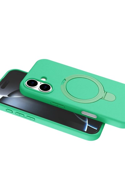 Mey İthalat®   iPhone 16 Regal Magsafe Standlı Kapak - Yeşil