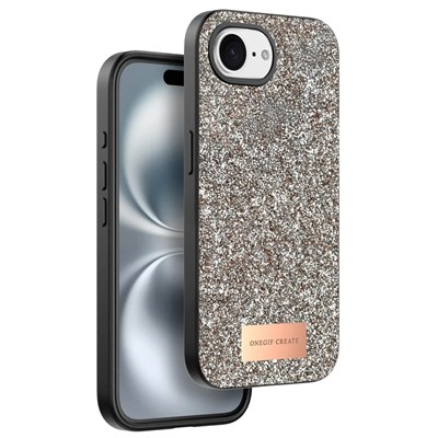 Mey İthalat®   iPhone 16E Bright Simli Kapak - Çöl Titanyum