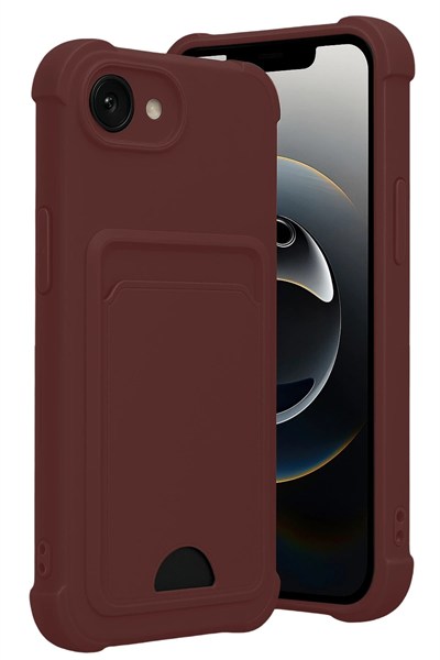 Mey İthalat®   iPhone 16E Kelvin Kartvizitli Silikon - Bordo