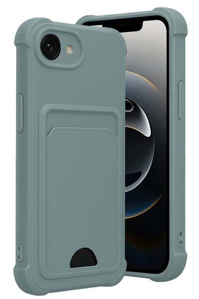 Mey İthalat®   iPhone 16E Kelvin Kartvizitli Silikon - Açık Yeşil