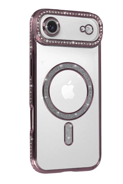 Mey İthalat®   iPhone 17 Air Joke Simli Magneticsafe Kılıf - Pembe