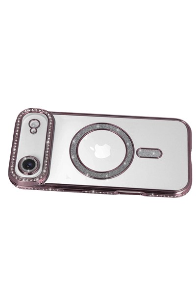 Mey İthalat®   iPhone 17 Air Joke Simli Magneticsafe Kılıf - Pembe