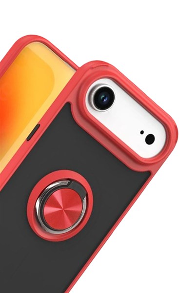 Mey İthalat®   iPhone 17 Air Montreal Yüzüklü Silikon Kapak - Kırmızı