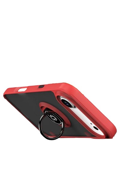 Mey İthalat®   iPhone 17 Air Montreal Yüzüklü Silikon Kapak - Kırmızı