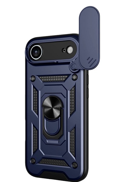 Mey İthalat®   iPhone 17 Air Pars Lens Yüzüklü Silikon - Lacivert