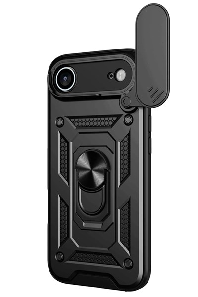 Mey İthalat®   iPhone 17 Air Pars Lens Yüzüklü Silikon - Siyah