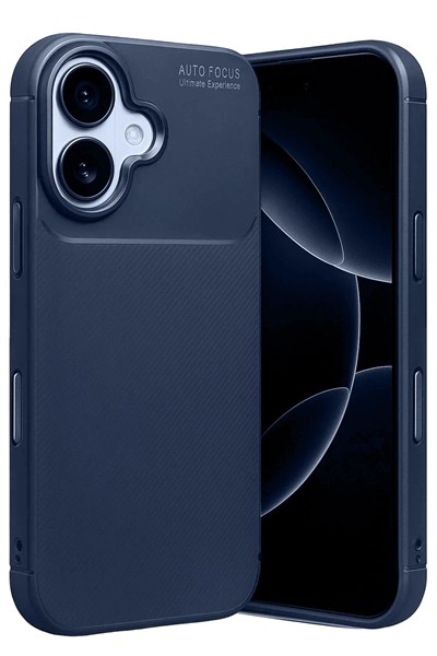 Mey İthalat®   iPhone 17 Auto Focus Karbon Kapak - Lacivert