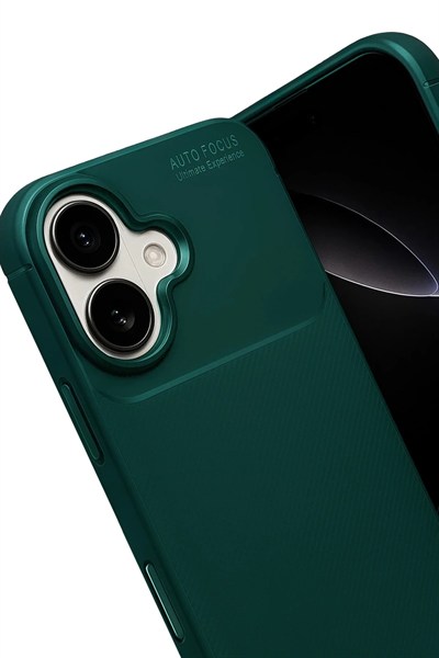 Mey İthalat®   iPhone 17 Auto Focus Karbon Kapak - Koyu Yeşil