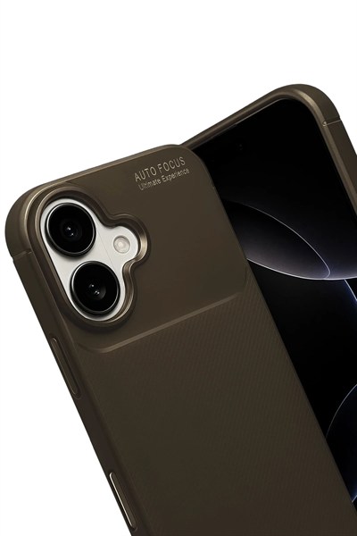 Mey İthalat®   iPhone 17 Auto Focus Karbon Kapak - Kahverengi
