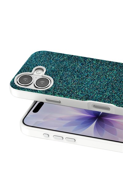 Mey İthalat®   iPhone 17 Bright Simli Kapak - Koyu Yeşil