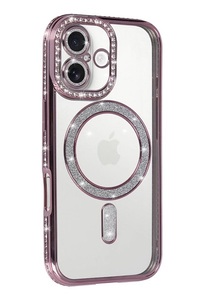 Mey İthalat®   iPhone 17 Joke Simli Magneticsafe Kılıf - Pembe