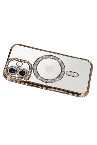 Mey İthalat®   iPhone 17 Joke Simli Magneticsafe Kılıf - Gold