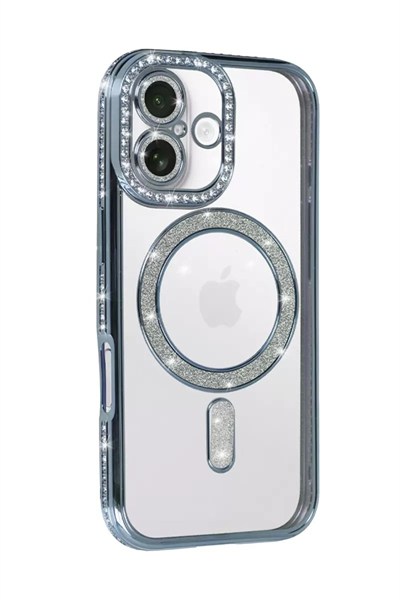 Mey İthalat®   iPhone 17 Joke Simli Magneticsafe Kılıf - Mavi
