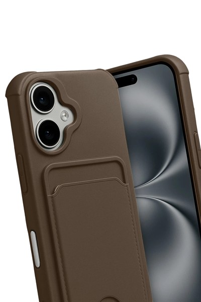 Mey İthalat®   iPhone 17 Kelvin Kartvizitli Silikon - Kahverengi