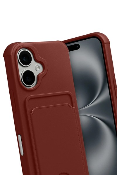 Mey İthalat®   iPhone 17 Kelvin Kartvizitli Silikon - Bordo