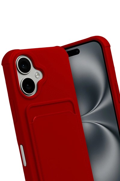 Mey İthalat®   iPhone 17 Kelvin Kartvizitli Silikon - Kırmızı