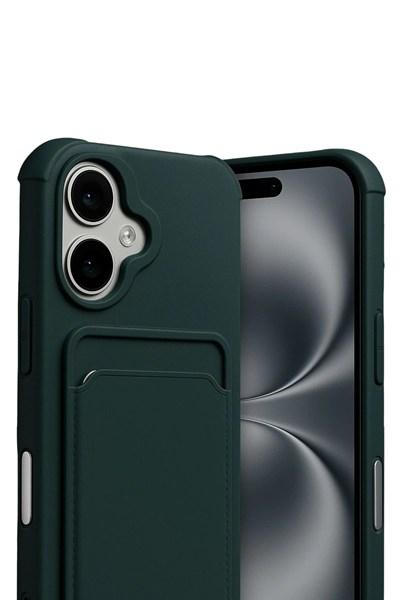 Mey İthalat®   iPhone 17 Kelvin Kartvizitli Silikon - Koyu Yeşil