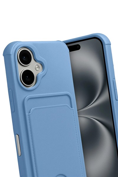Mey İthalat®   iPhone 17 Kelvin Kartvizitli Silikon - Mavi