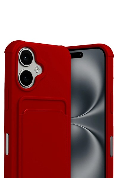 Mey İthalat®   iPhone 17 Kelvin Kartvizitli Silikon - Kırmızı