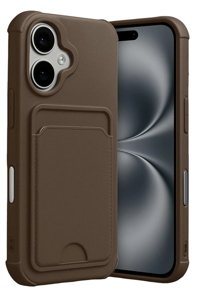 Mey İthalat®   iPhone 17 Kelvin Kartvizitli Silikon - Kahverengi