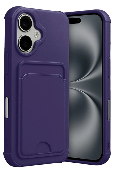 Mey İthalat®   iPhone 17 Kelvin Kartvizitli Silikon - Derin Mor