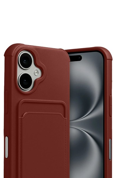 Mey İthalat®   iPhone 17 Kelvin Kartvizitli Silikon - Bordo