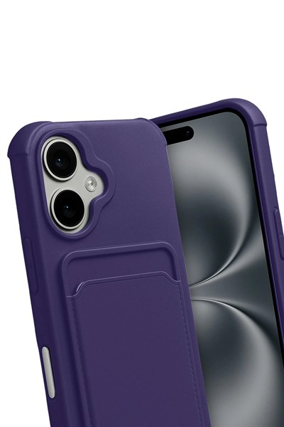 Mey İthalat®   iPhone 17 Kelvin Kartvizitli Silikon - Derin Mor
