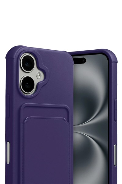 Mey İthalat®   iPhone 17 Kelvin Kartvizitli Silikon - Derin Mor