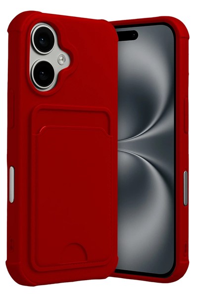 Mey İthalat®   iPhone 17 Kelvin Kartvizitli Silikon - Kırmızı