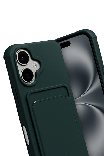 Mey İthalat®   iPhone 17 Kelvin Kartvizitli Silikon - Koyu Yeşil