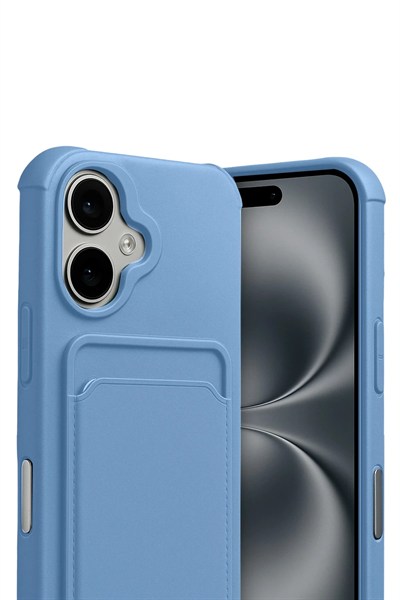 Mey İthalat®   iPhone 17 Kelvin Kartvizitli Silikon - Mavi