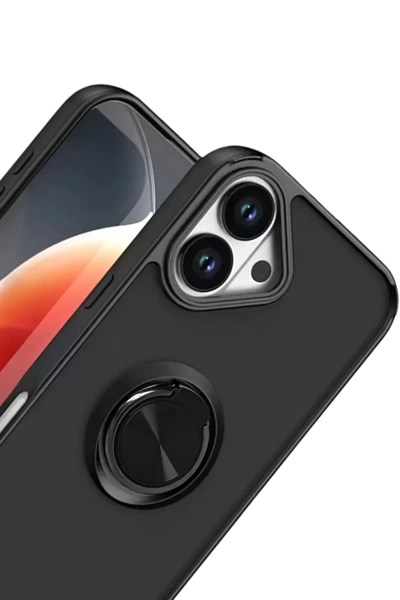 Mey İthalat®   iPhone 17 Montreal Yüzüklü Silikon Kapak - Siyah