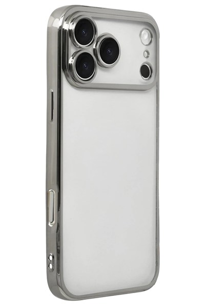 Mey İthalat®   iPhone 17 Pro  Lensli Silikon - Gümüş
