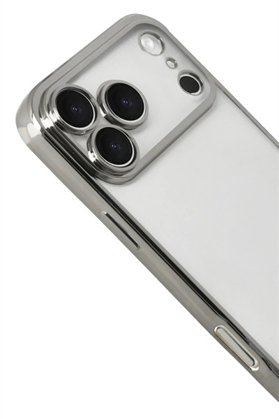 Mey İthalat®   iPhone 17 Pro  Lensli Silikon - Gümüş