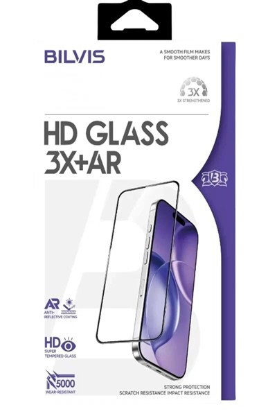 Mey İthalat®   iPhone 17 Pro Bilvis 3X AR HD Cam Ekran Koruyucu - Siyah