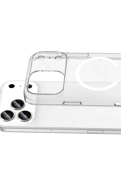 Mey İthalat®   iPhone 17 Pro Combo Sert Şeffaf Magsafe Kapak - Şeffaf