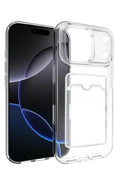 Mey İthalat®   iPhone 17 Pro Kart Şeffaf Silikon - Şeffaf