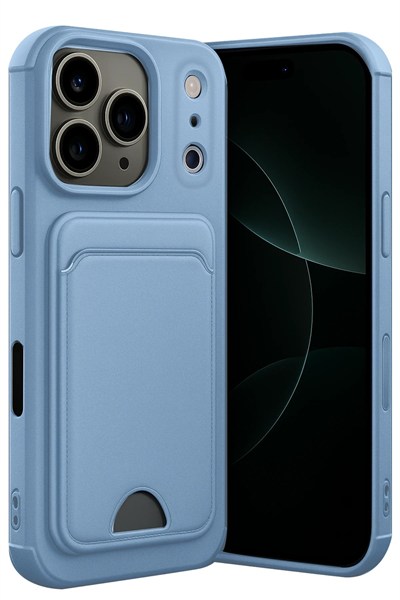 Mey İthalat®   iPhone 17 Pro Kelvin Kartvizitli Silikon - Mavi
