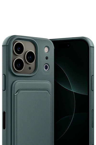 Mey İthalat®   iPhone 17 Pro Kelvin Kartvizitli Silikon - Koyu Yeşil