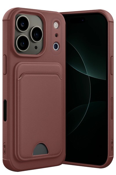 Mey İthalat®   iPhone 17 Pro Kelvin Kartvizitli Silikon - Bordo