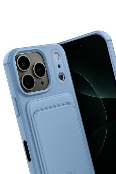 Mey İthalat®   iPhone 17 Pro Kelvin Kartvizitli Silikon - Mavi