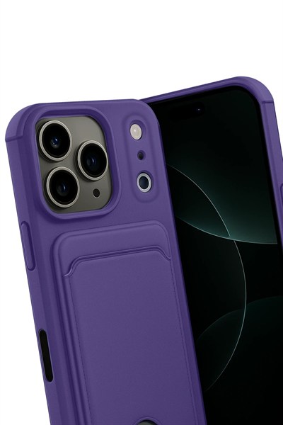 Mey İthalat®   iPhone 17 Pro Kelvin Kartvizitli Silikon - Derin Mor